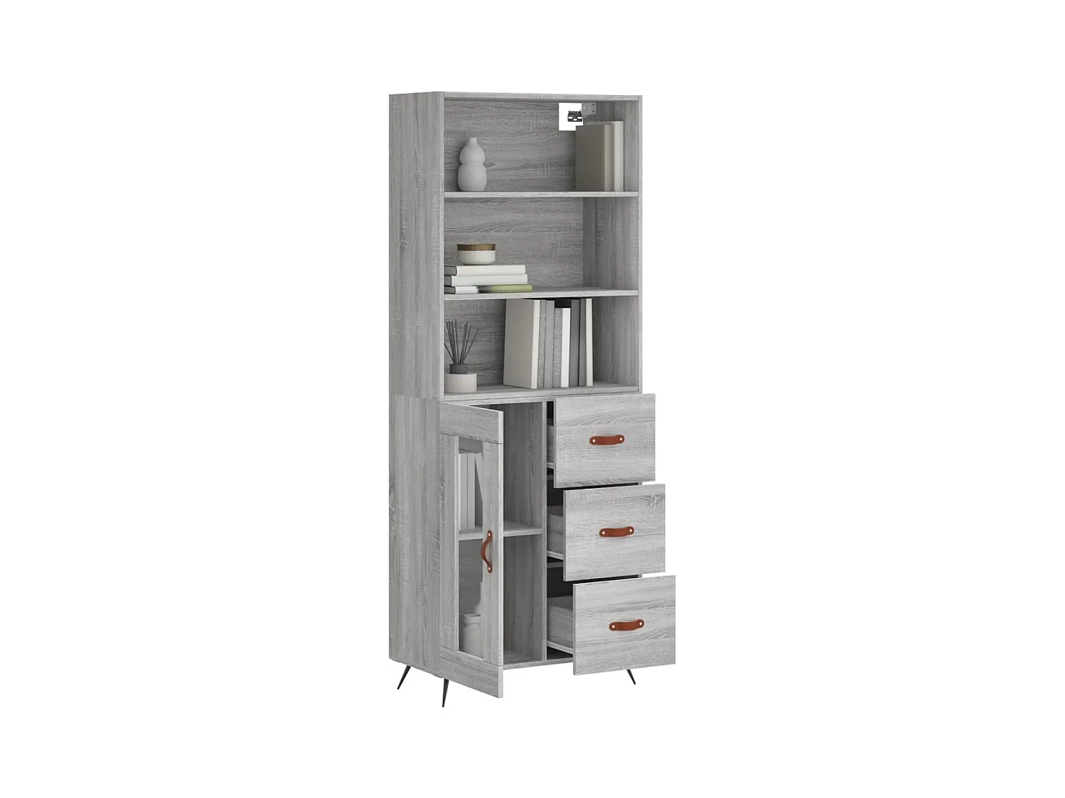 Buffet | Bahut | Meuble de rangement haut Sonoma gris 69,5x34x180 cm Bois d'ingénierie