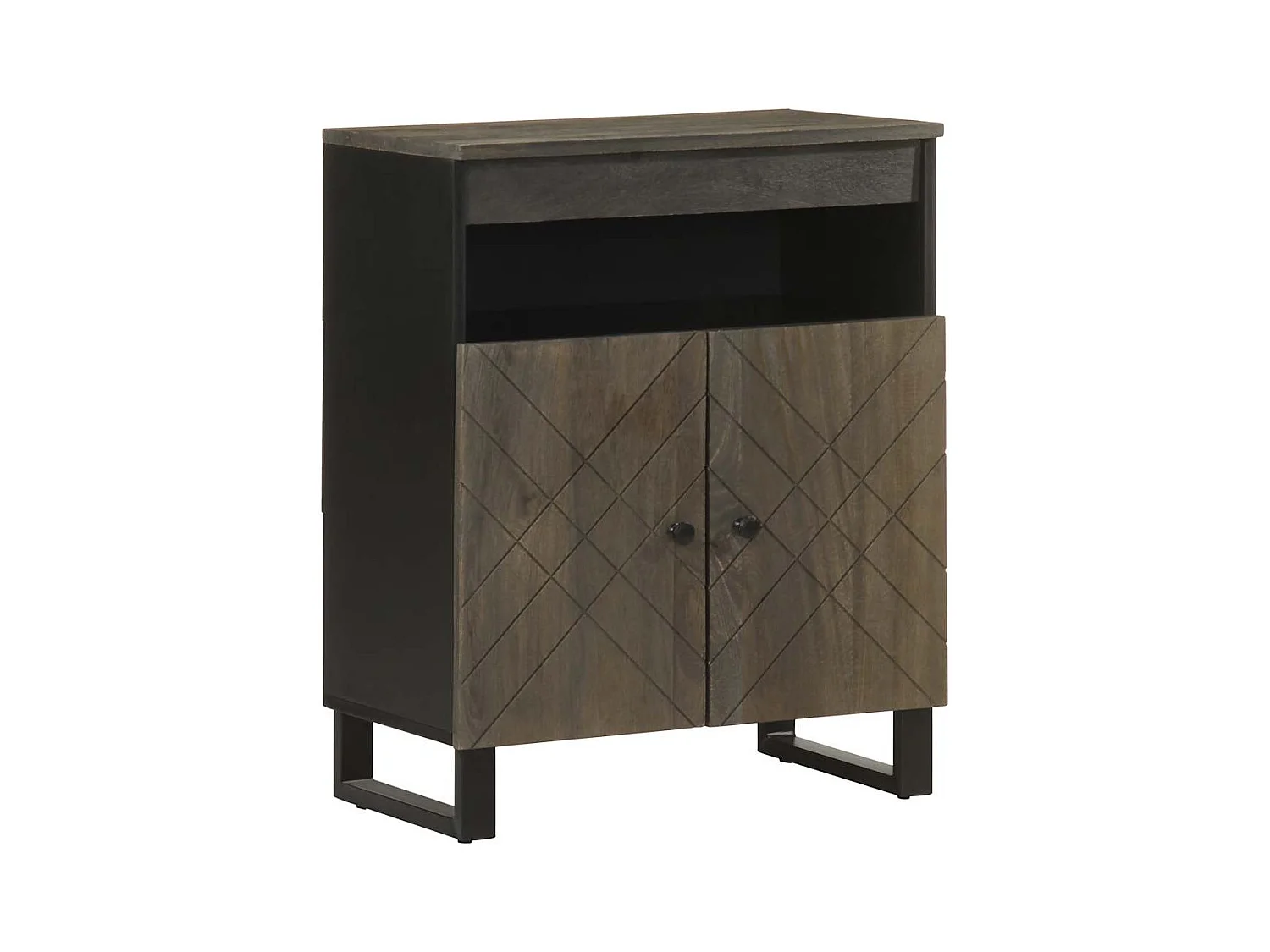 Buffet | Bahut | Meuble de rangement noir 60x33x75 cm bois massif de manguier