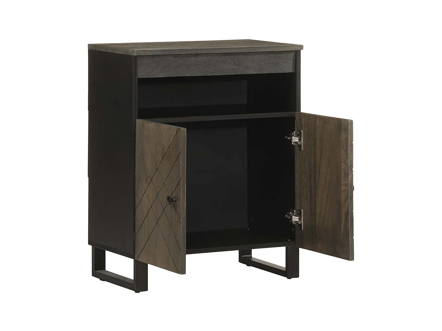 Buffet | Bahut | Meuble de rangement noir 60x33x75 cm bois massif de manguier