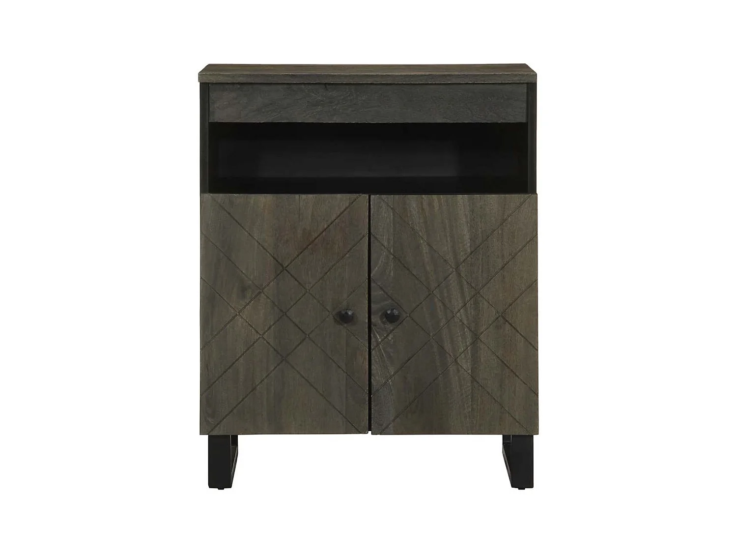 Buffet | Bahut | Meuble de rangement noir 60x33x75 cm bois massif de manguier