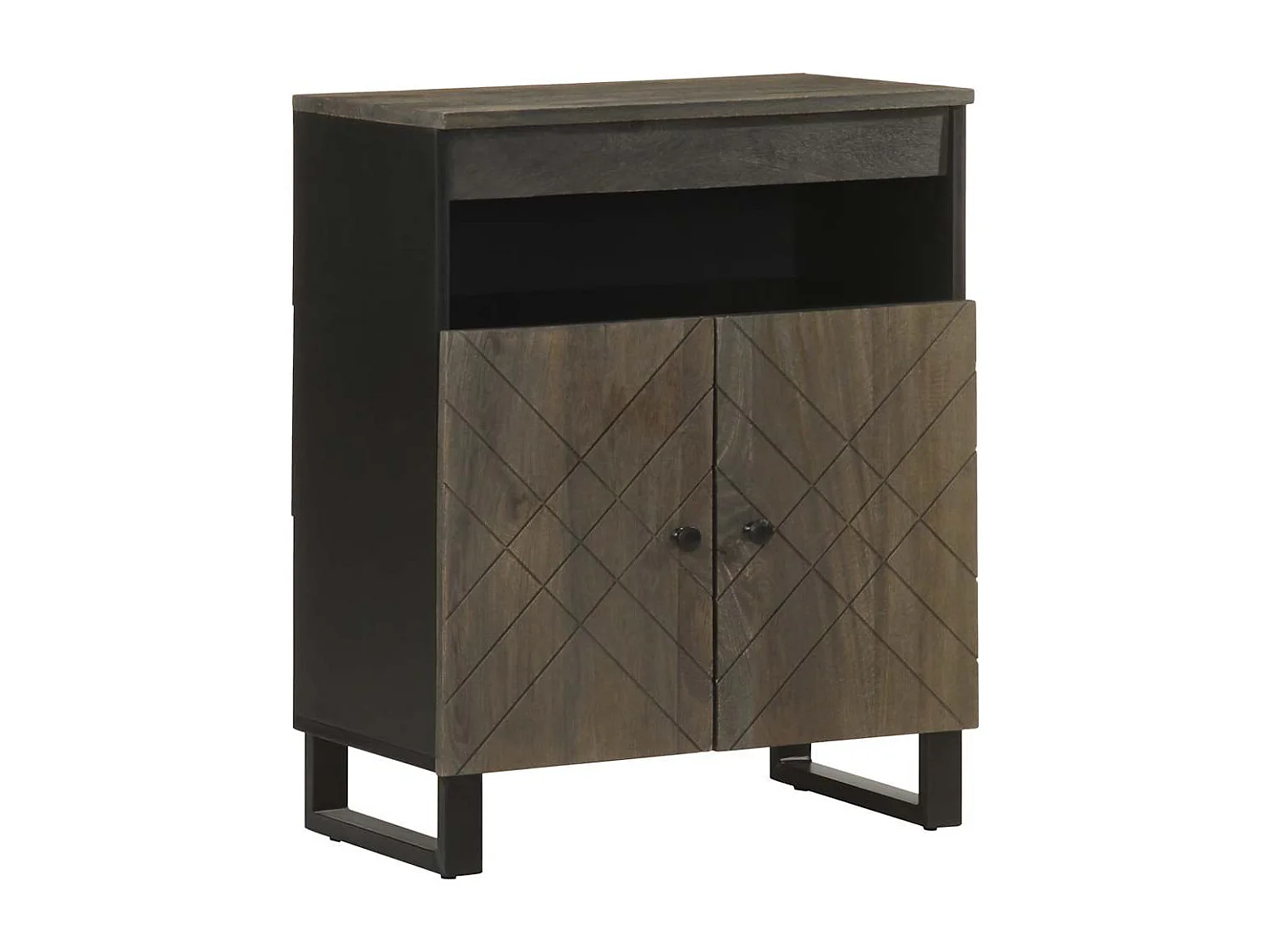 Buffet | Bahut | Meuble de rangement noir 60x33x75 cm bois massif de manguier