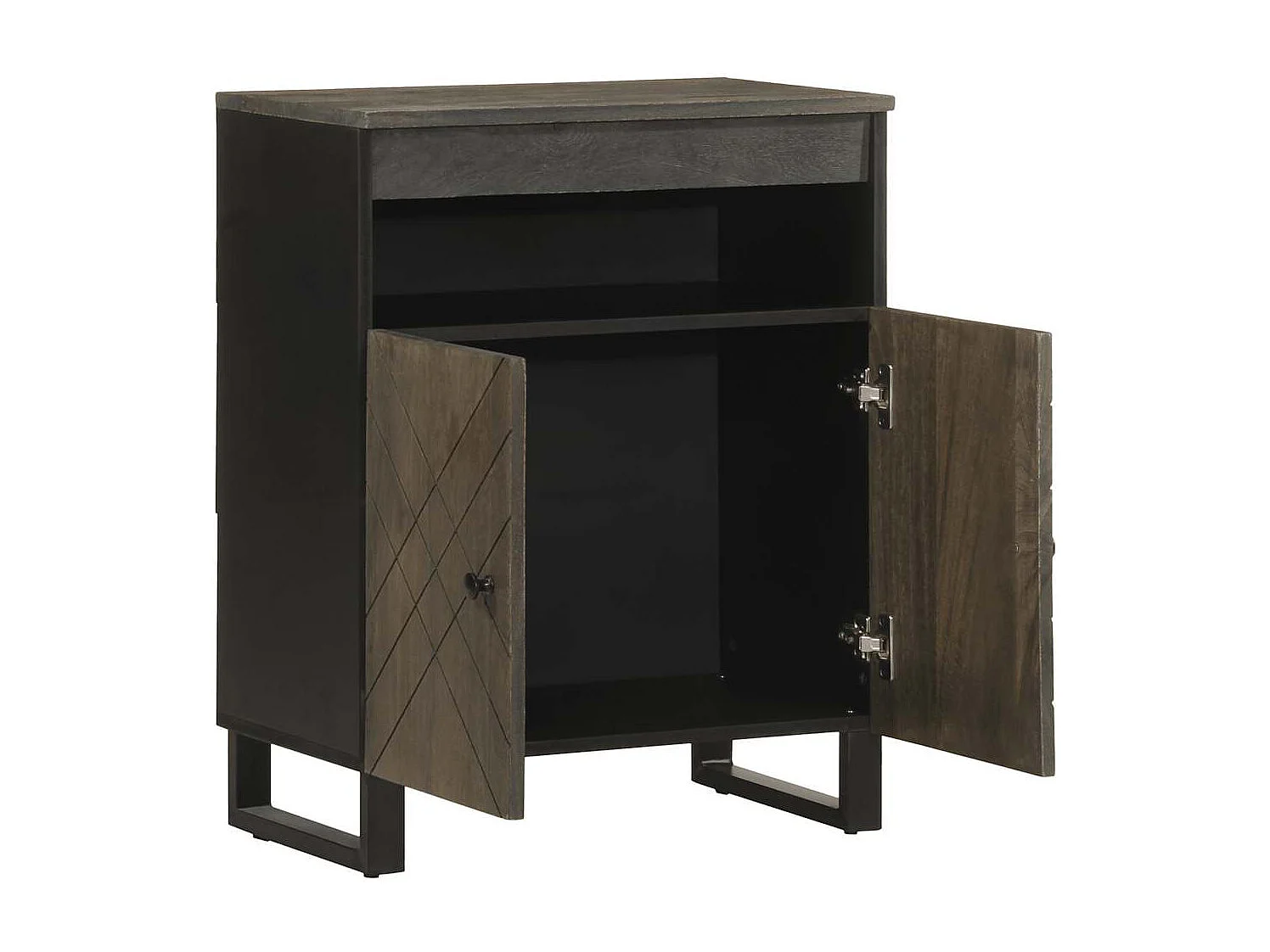 Buffet | Bahut | Meuble de rangement noir 60x33x75 cm bois massif de manguier