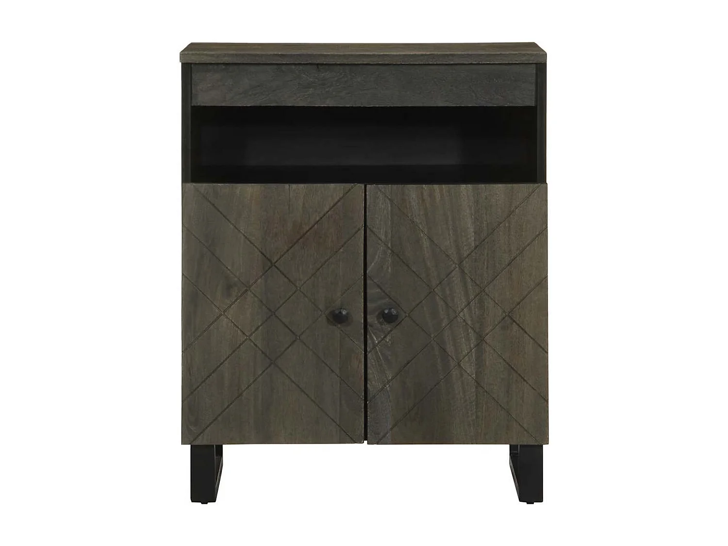 Buffet | Bahut | Meuble de rangement noir 60x33x75 cm bois massif de manguier