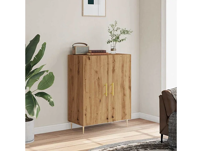 Buffet | Bahut | Meuble de rangement chêne artisanal 69,5x34x90 cm bois d'ingénierie
