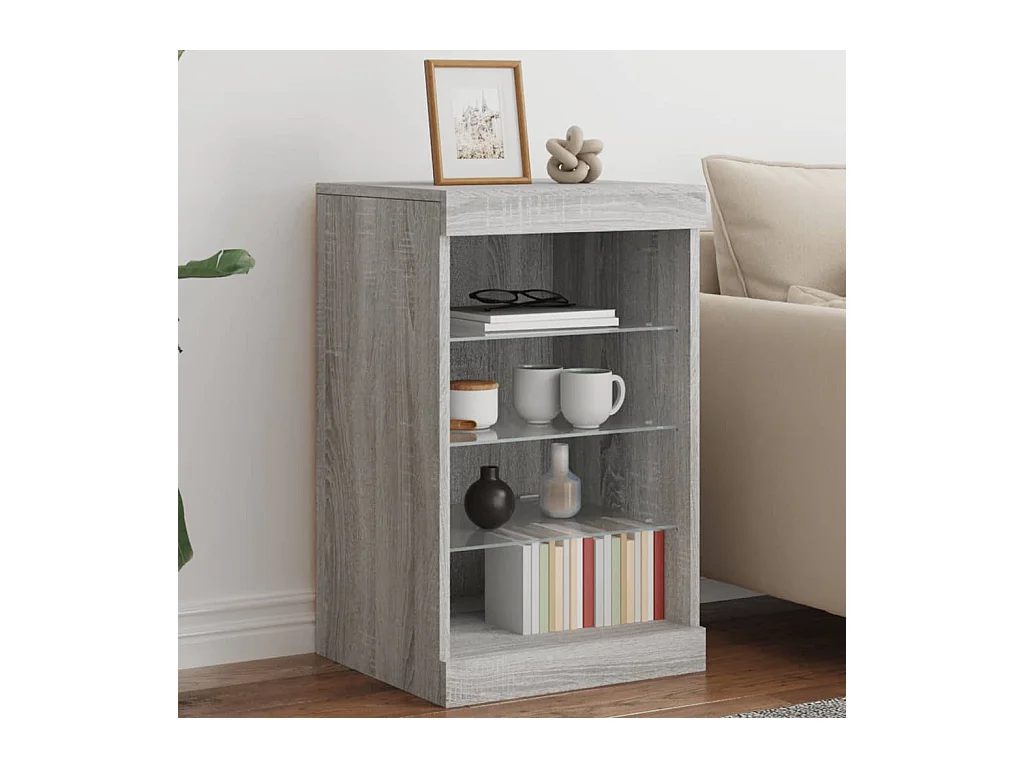 Buffet | Bahut | Meuble de rangement avec lumières LED sonoma gris 41x37x67 cm
