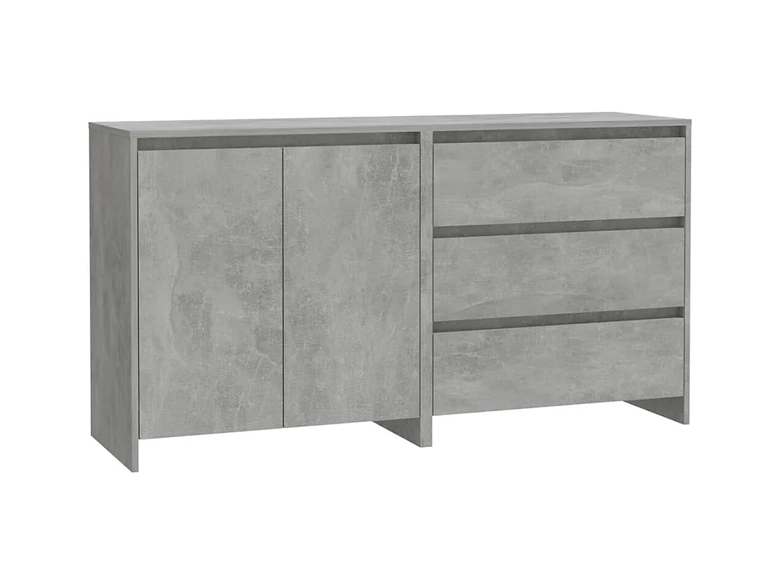 Buffet | Commode à tiroir | Meuble de rangements | Bahuts | Meuble de rangement 2 pcs Gris béton Bois d'ingénierie