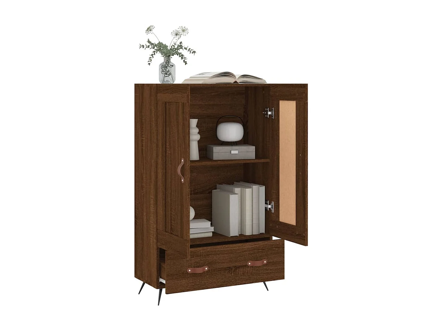 Buffet | Bahut | Meuble de rangement haut chêne marron 69,5x31x115 cm bois d'ingénierie