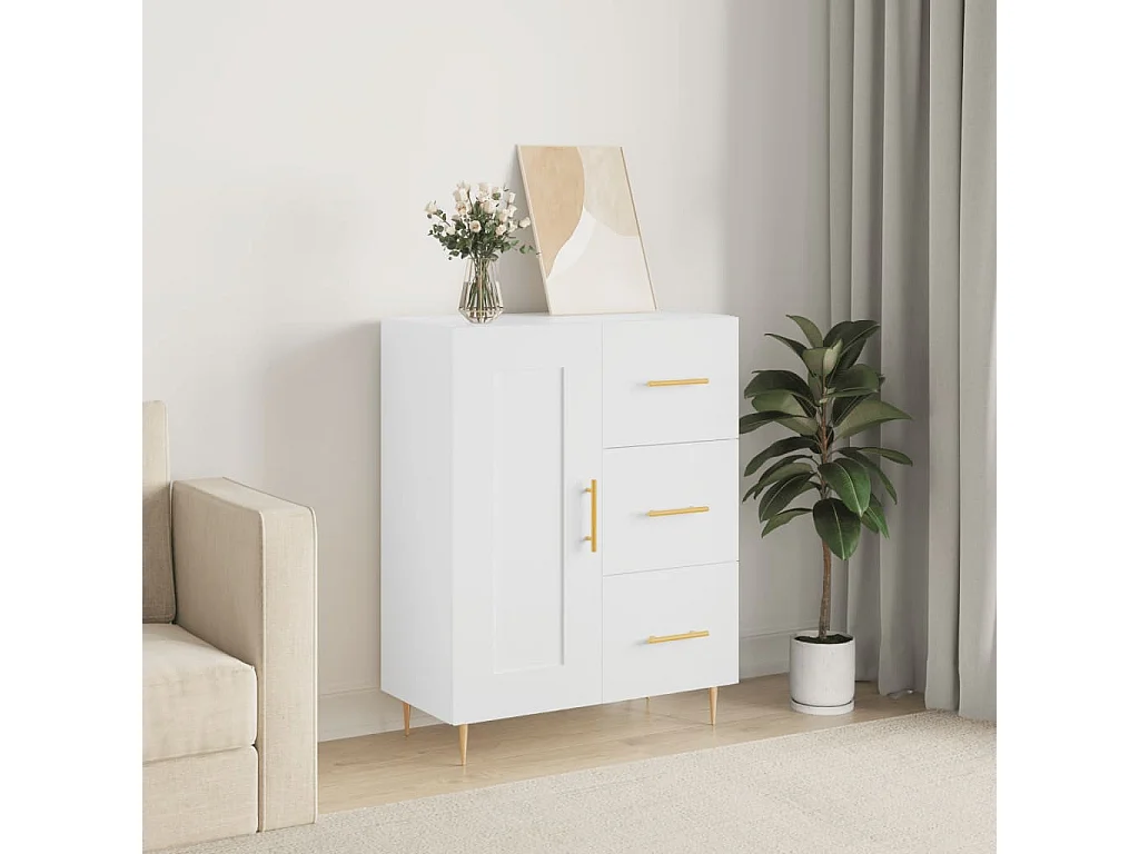 Buffet | Bahut | Meuble de rangement blanc 69,5x34x90 cm bois d'ingénierie