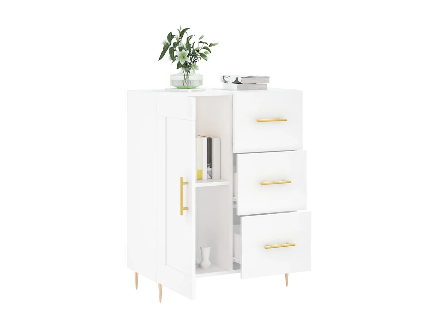 Buffet | Bahut | Meuble de rangement blanc 69,5x34x90 cm bois d'ingénierie