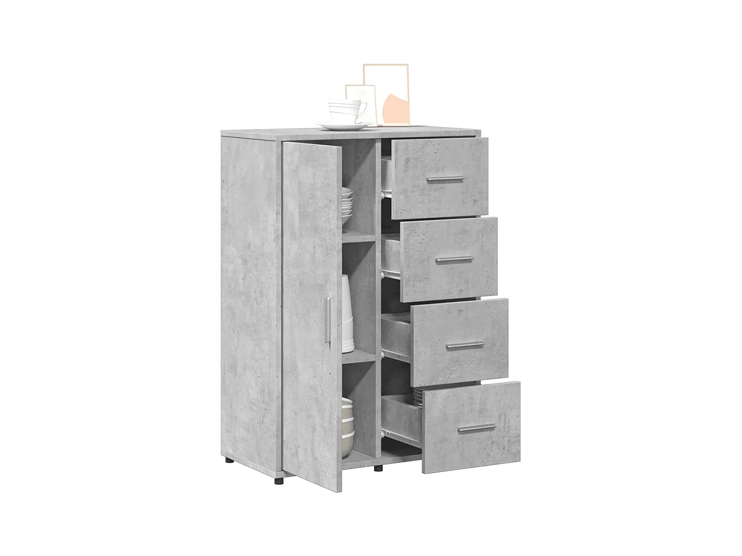 Buffets | Bahuts | Meuble de rangement 2 pcs gris béton 60x31x84 cm bois d'ingénierie