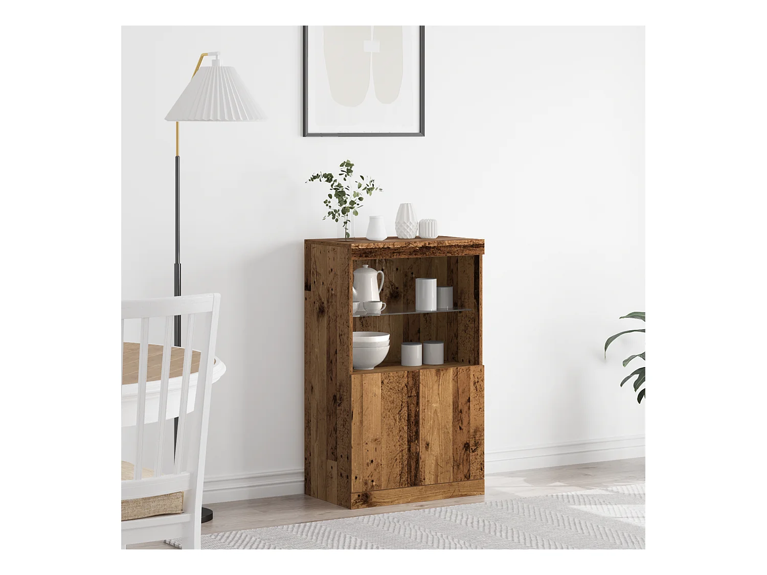Buffet | Bahut | Meuble de rangement avec lumières LED Bois ancien 60x37x100 cm