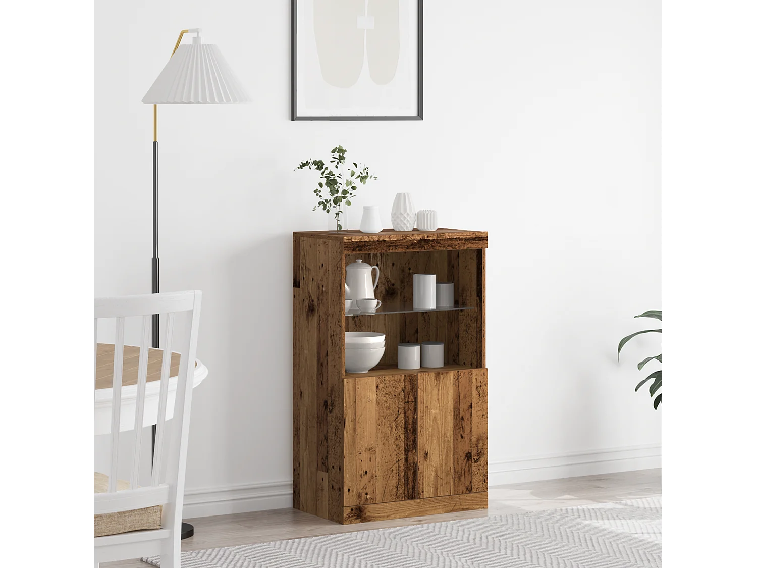 Buffet | Bahut | Meuble de rangement avec lumières LED Bois ancien 60x37x100 cm