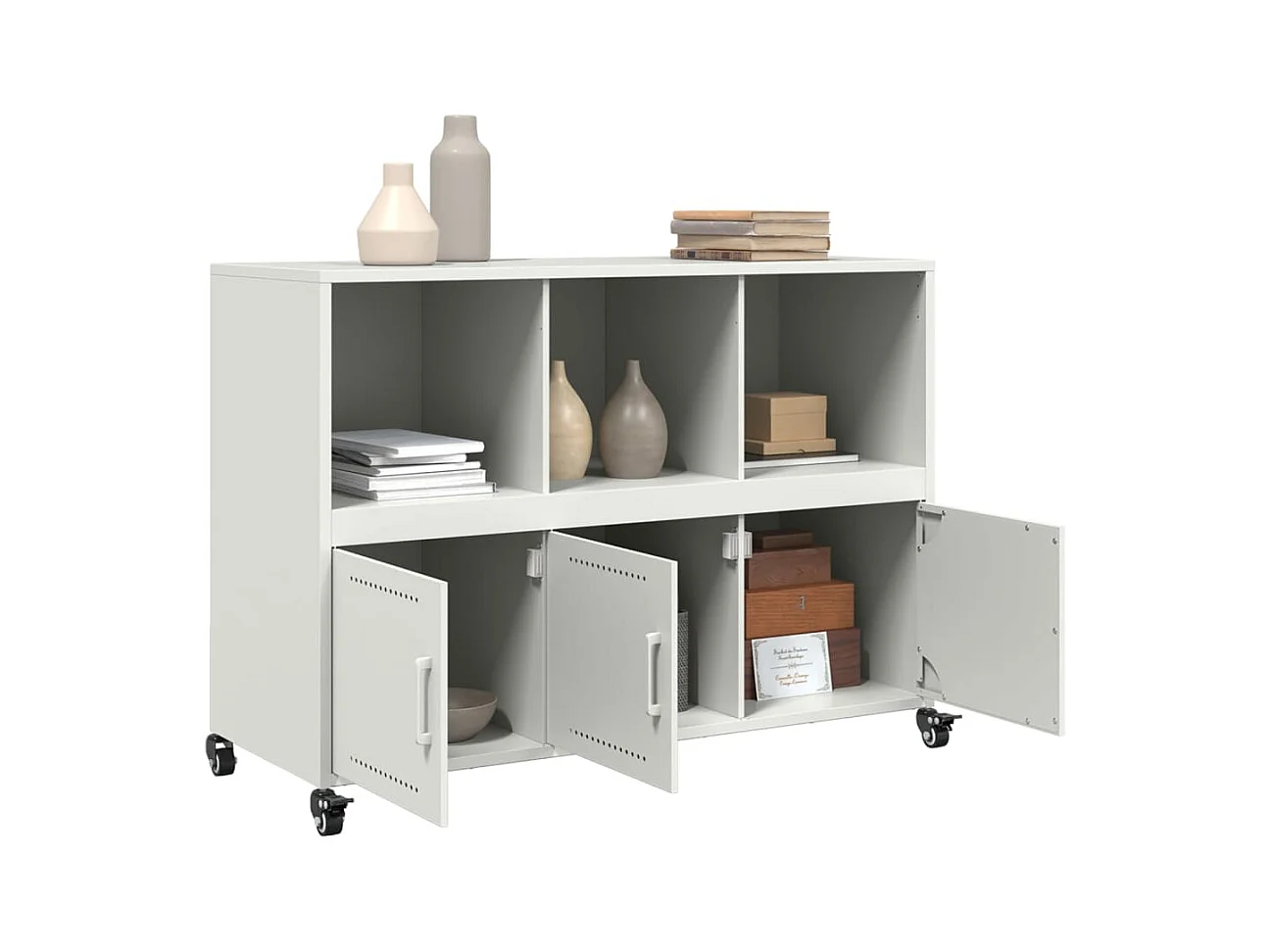 Buffet | Bahut | Meuble de rangement blanc 100,5x39x72 cm acier