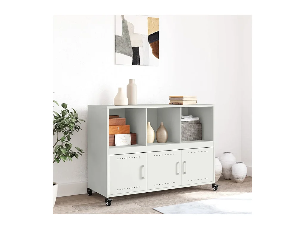 Credenza | Buffet | Armadio Bianca 100,5x39x72 cm in Acciaio