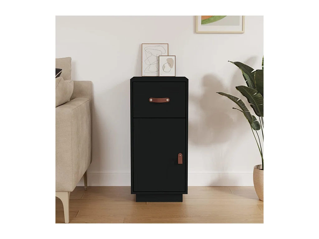 Buffet | Bahut | Meuble de rangement Noir 34x40x75 cm Bois massif de pin