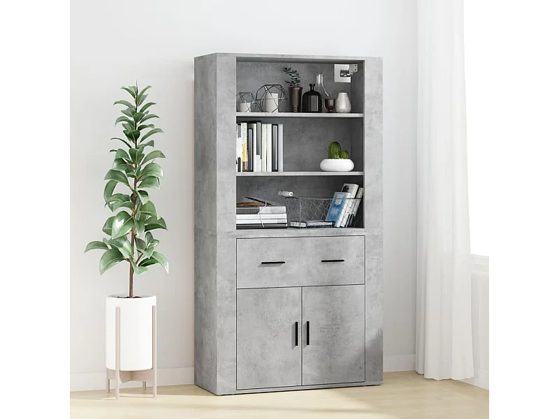 Credenza | Buffet | Armadio Grigio Cemento in Legno Multistrato
