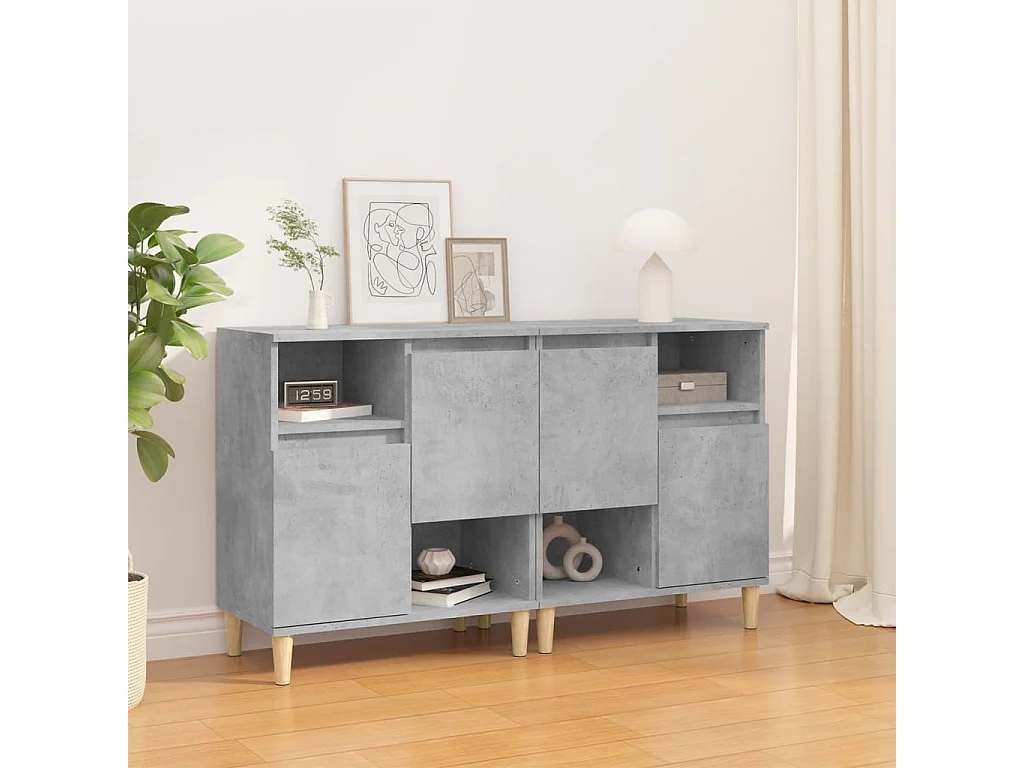 Buffets | Bahuts | Meuble de rangement 2 pcs gris béton 60x35x70 cm bois d'ingénierie