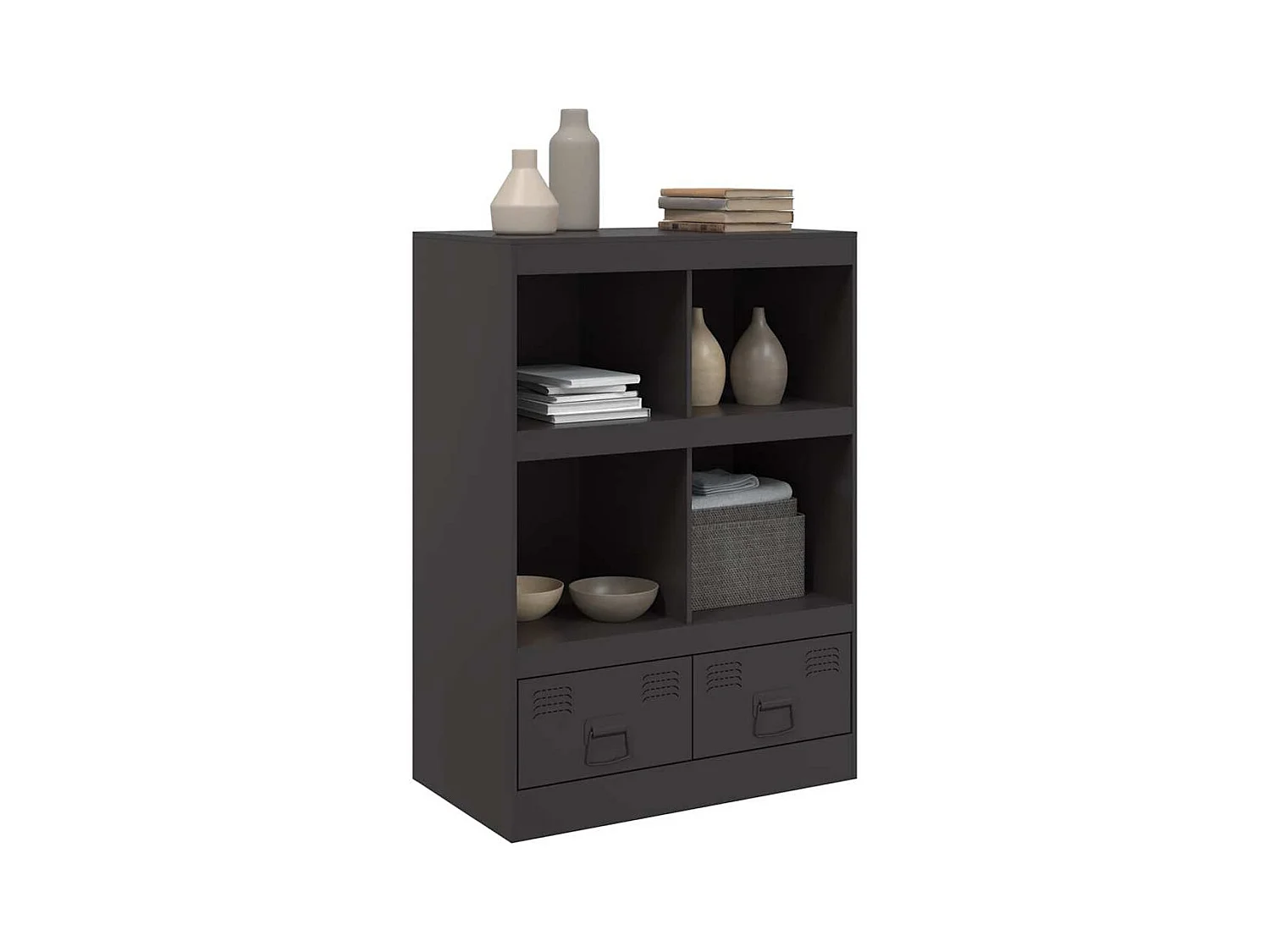 Buffet | Commode à tiroir | Meuble de rangement haut noir 67x39x95 cm acier