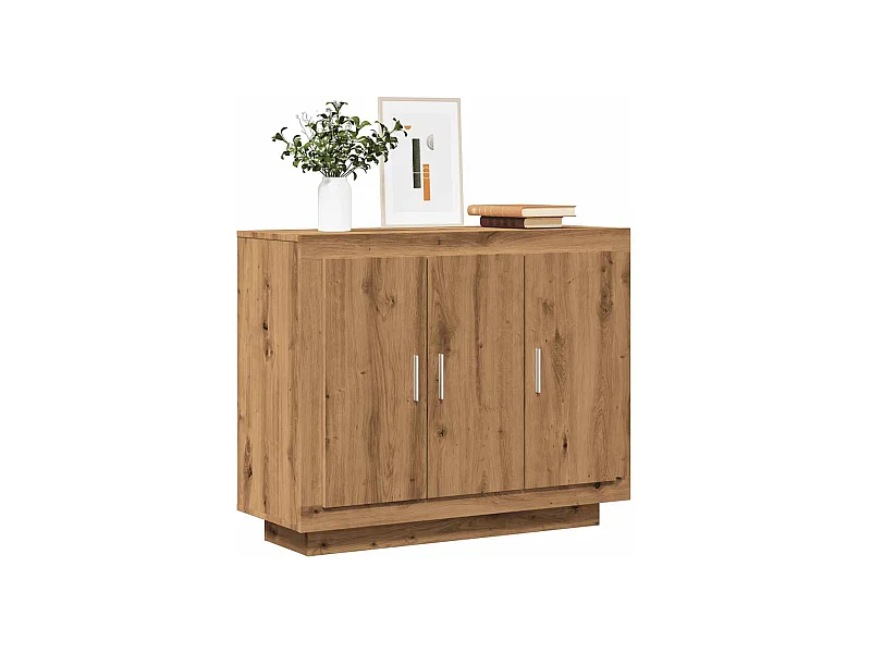 Buffet | Bahut | Meuble de rangement chêne artisanal 92x35x75 cm bois d'ingénierie