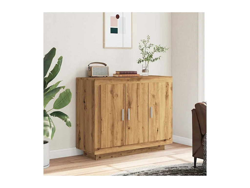 Buffet | Bahut | Meuble de rangement chêne artisanal 92x35x75 cm bois d'ingénierie