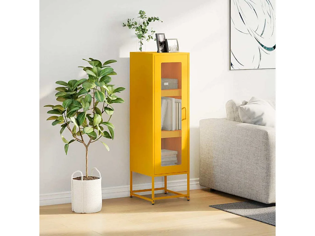 Credenza | Buffet | Armadio Giallo Senape 36x39x123 Acciaio Laminato Freddo