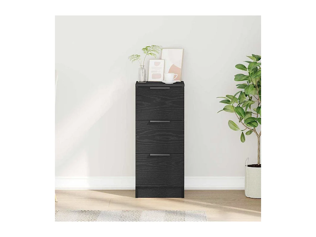 Buffet | Commode à tiroir | Meuble de rangement en chêne noir 30x30x70 cm en bois d'ingénierie