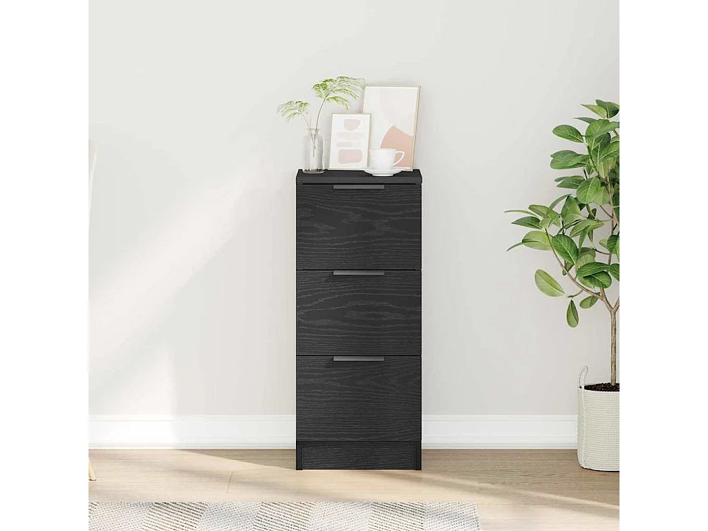 Buffet | Commode à tiroir | Meuble de rangement en chêne noir 30x30x70 cm en bois d'ingénierie