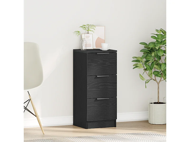 Buffet | Commode à tiroir | Meuble de rangement en chêne noir 30x30x70 cm en bois d'ingénierie