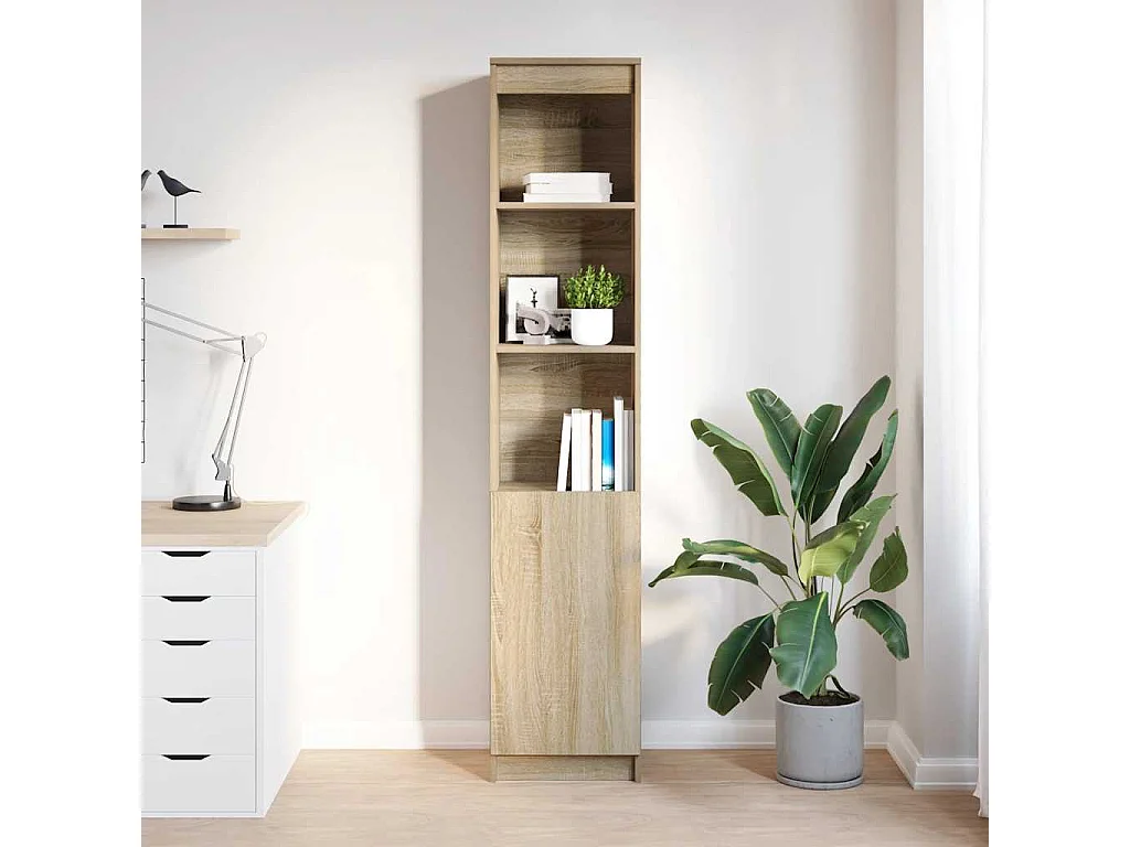 Buffet | Bahut | Meuble de rangement haut chêne sonoma 37,5x35x180 cm bois d'ingénierie