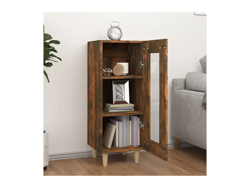 Buffet | Bahut | Meuble de rangement Chêne fumé 34,5x34x90 cm Bois d'ingénierie