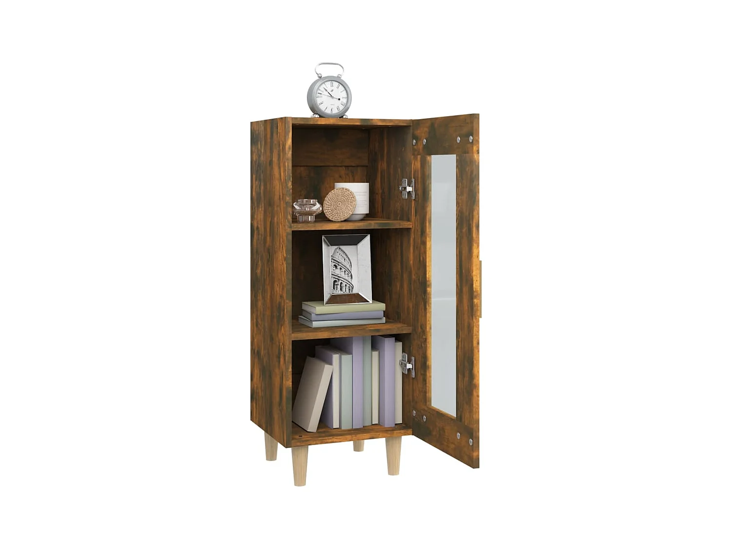 Buffet | Bahut | Meuble de rangement Chêne fumé 34,5x34x90 cm Bois d'ingénierie