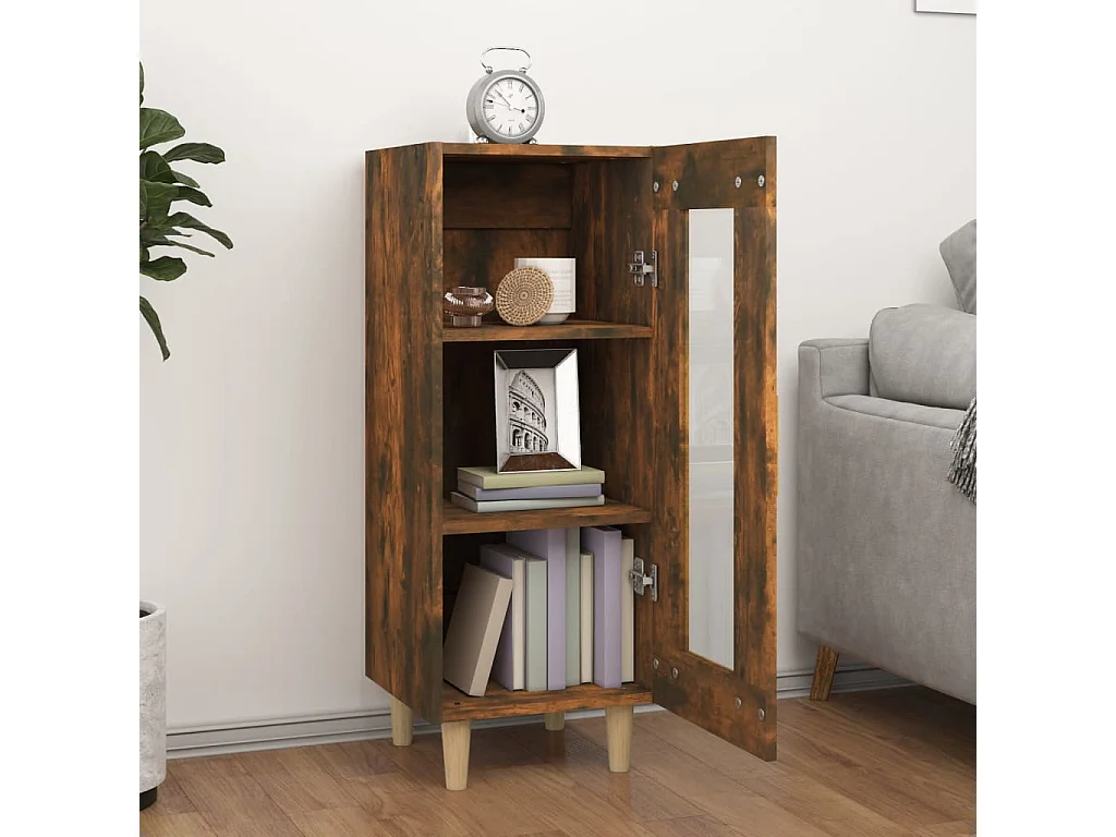 Buffet | Bahut | Meuble de rangement Chêne fumé 34,5x34x90 cm Bois d'ingénierie