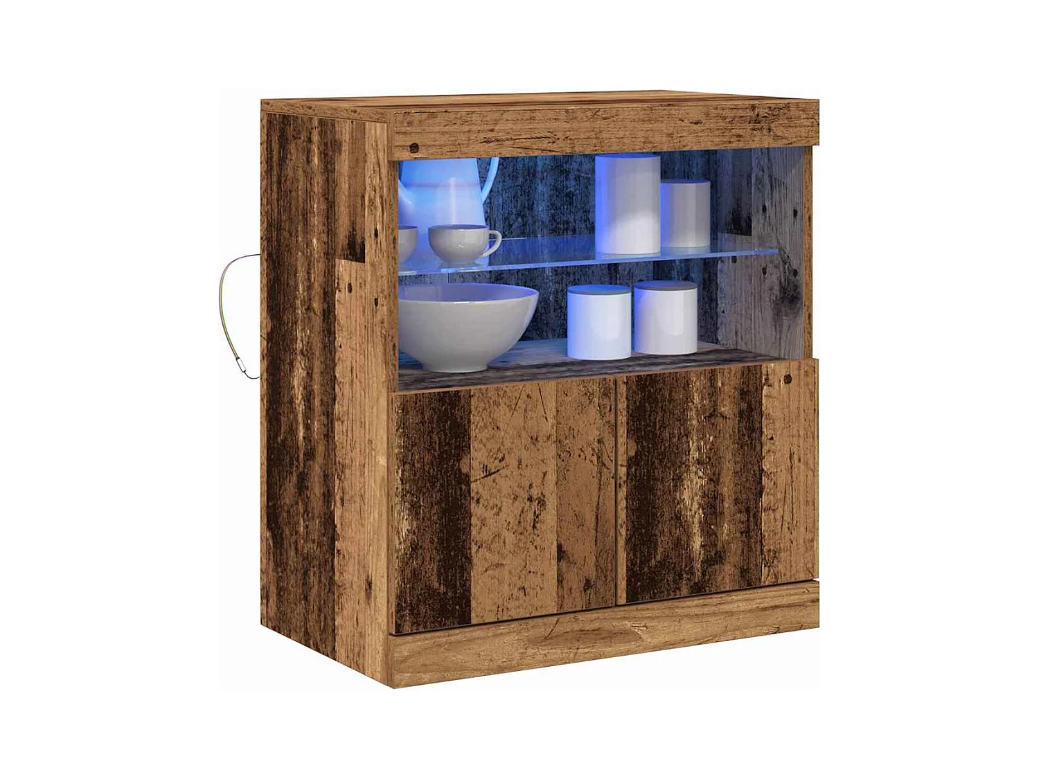 Buffet | Bahut | Meuble de rangement avec lumières LED en bois ancien 60x37x67 cm