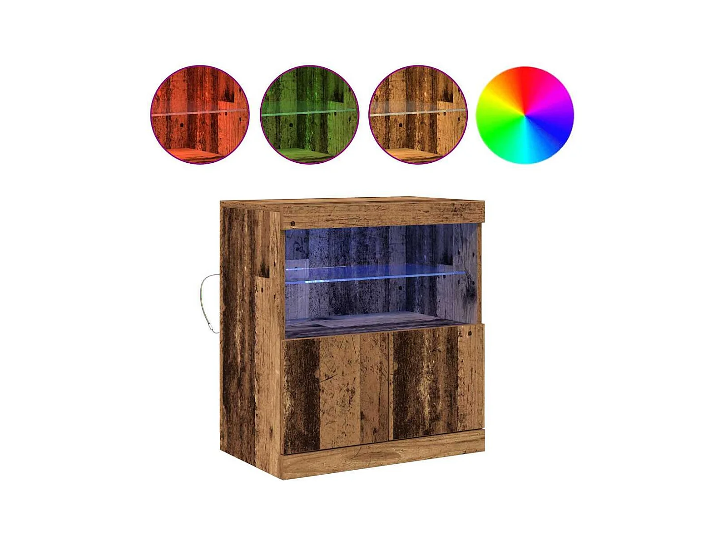 Buffet | Bahut | Meuble de rangement avec lumières LED en bois ancien 60x37x67 cm