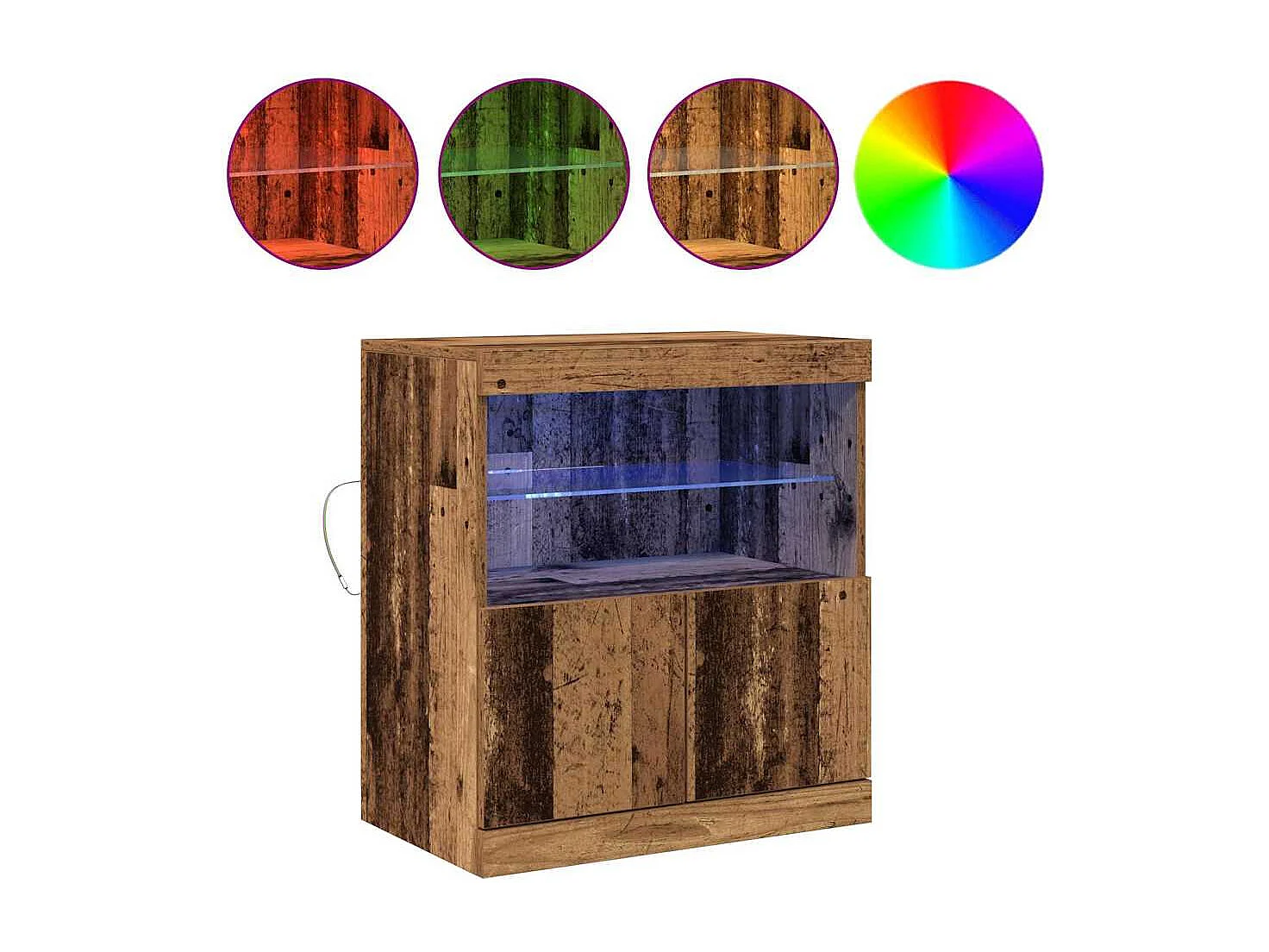 Buffet | Bahut | Meuble de rangement avec lumières LED en bois ancien 60x37x67 cm