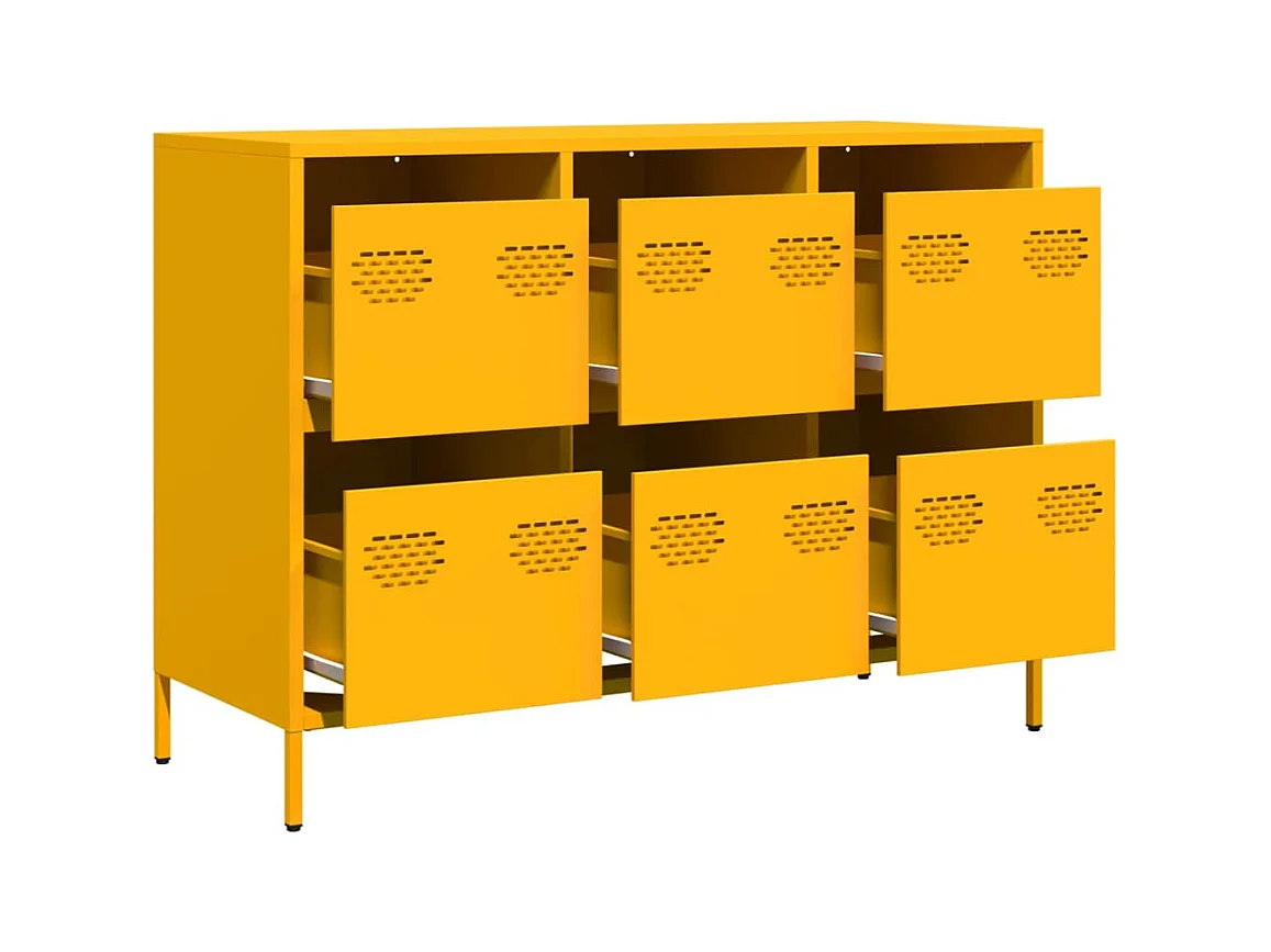 Buffet | Commode à tiroir | Meuble de rangement jaune moutarde 101,5x39x73,5 cm acier laminé à froid
