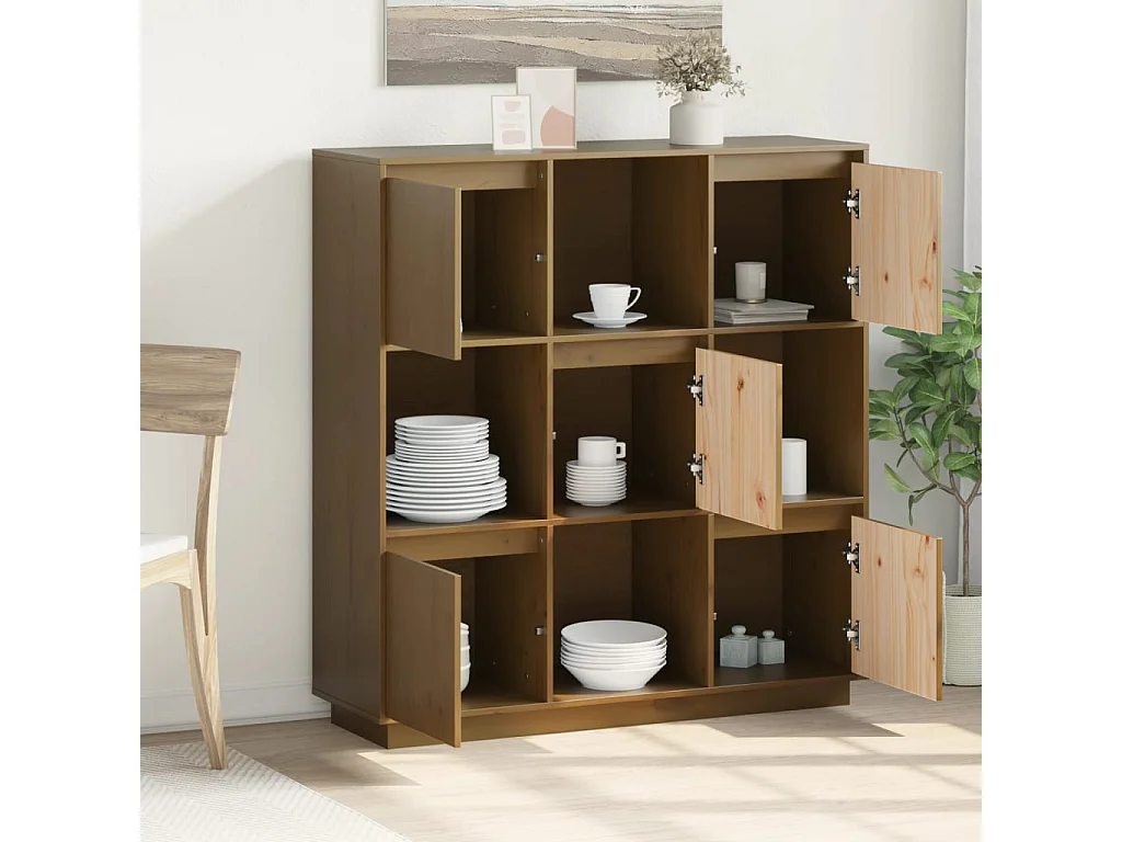 Buffet | Bahut | Meuble de rangement Marron miel 110,5x35x117 cm Bois massif de pin