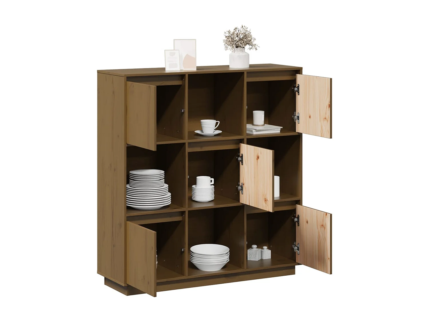 Buffet | Bahut | Meuble de rangement Marron miel 110,5x35x117 cm Bois massif de pin
