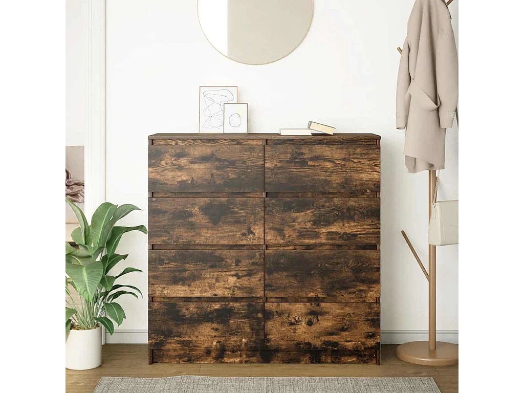 Buffet | Bahut | Meuble de rangement chêne fumé 100x35x99 cm bois d'ingénierie