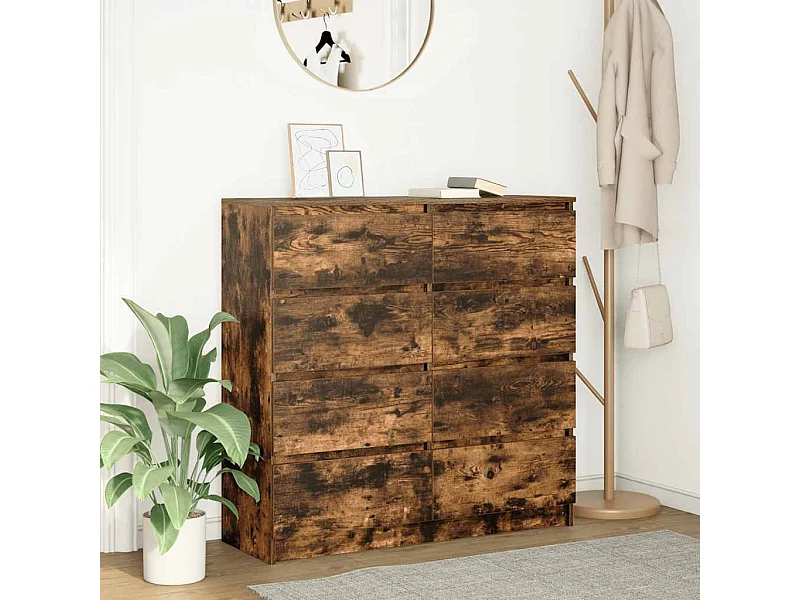 Buffet | Bahut | Meuble de rangement chêne fumé 100x35x99 cm bois d'ingénierie