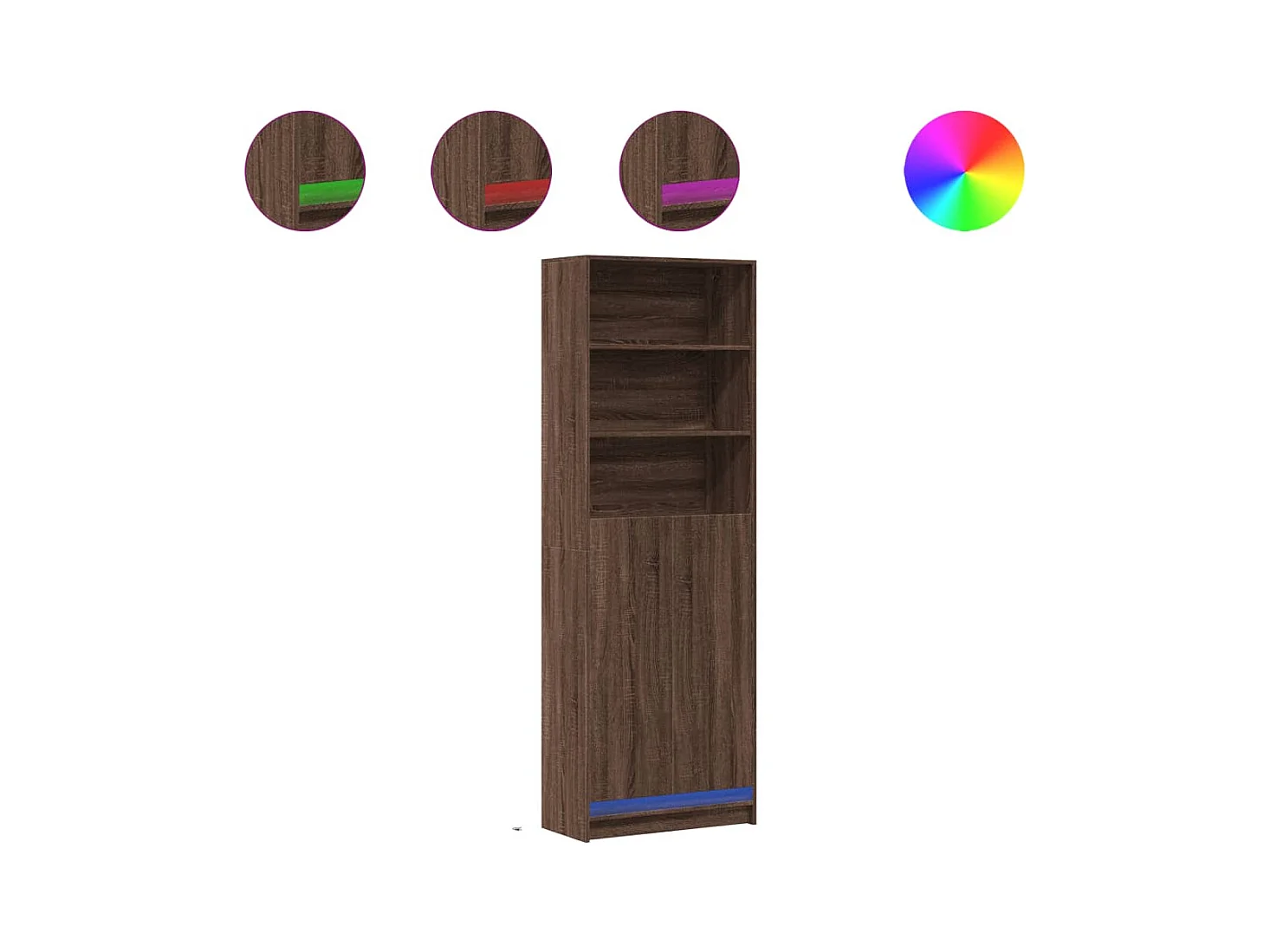 Buffet | Bahut | Meuble de rangement haut avec LED chêne marron 69x32,5x200cm bois ingénierie