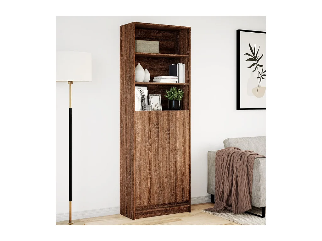 Buffet | Bahut | Meuble de rangement haut avec LED chêne marron 69x32,5x200cm bois ingénierie