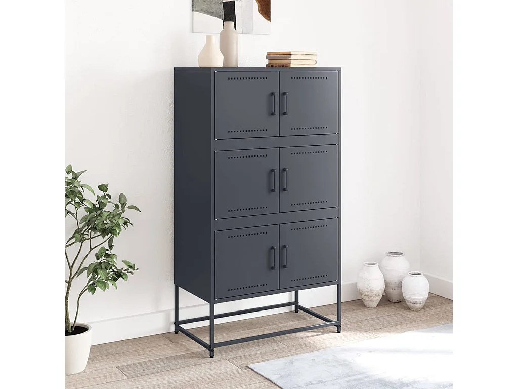 Credenza | Buffet | Armadio Antracite 68,5x38,5x123,5 cm in Acciaio