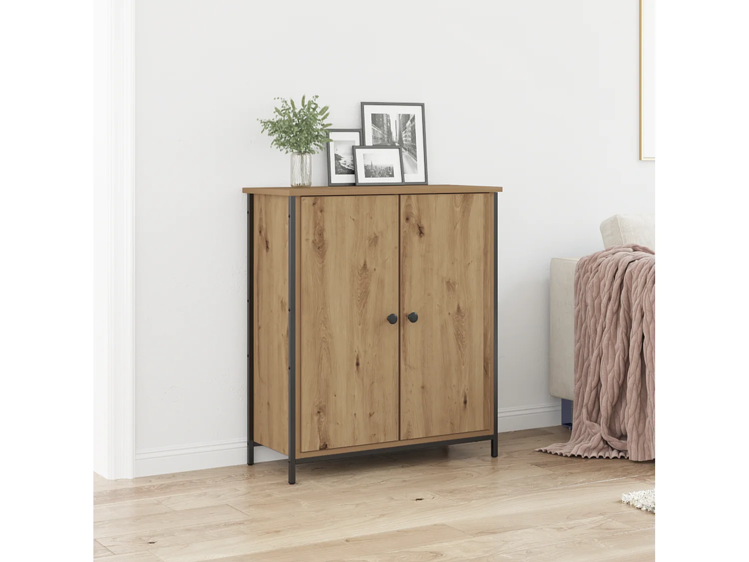 Credenza | Buffet | Armadio in Rovere Artigianale 70x30x80 cm Legno ingegnerizzato e Acciaio