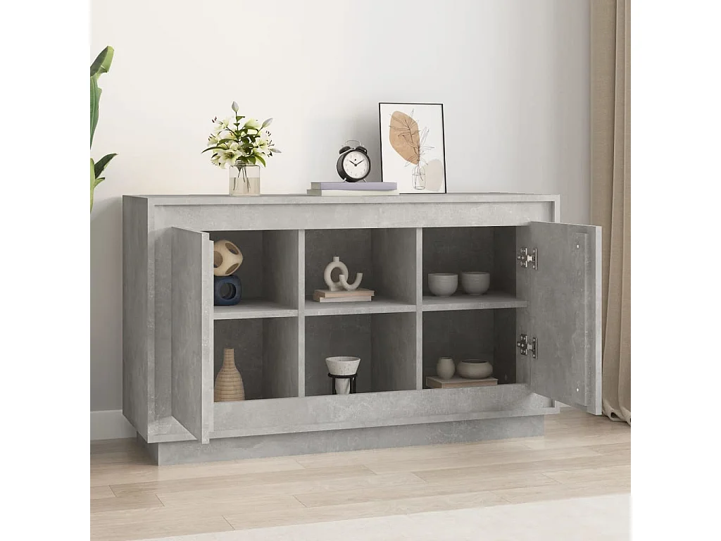 Buffet | Bahut | Meuble de rangement gris béton 102x35x60 cm bois d'ingénierie