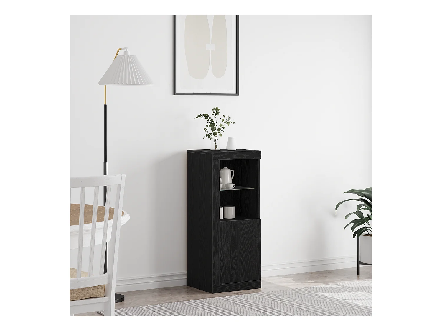 Sideboard | Credenza | Armadio con luci LED rovere nero 41x37x100 cm