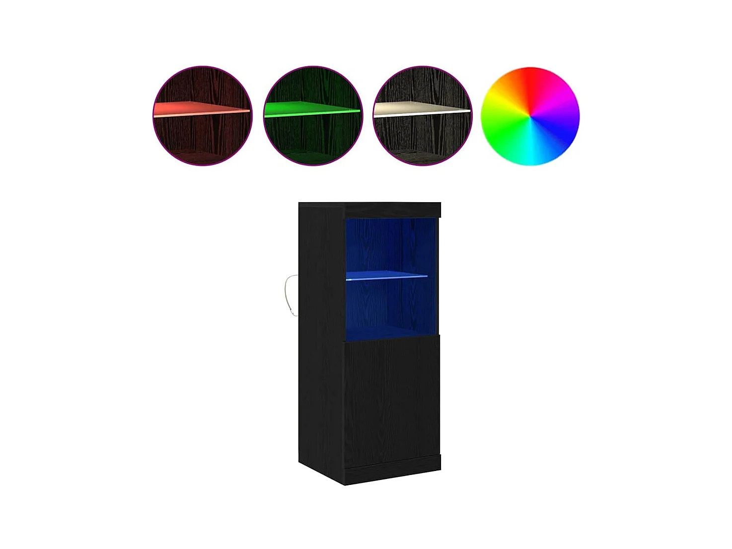 Sideboard | Credenza | Armadio con luci LED rovere nero 41x37x100 cm