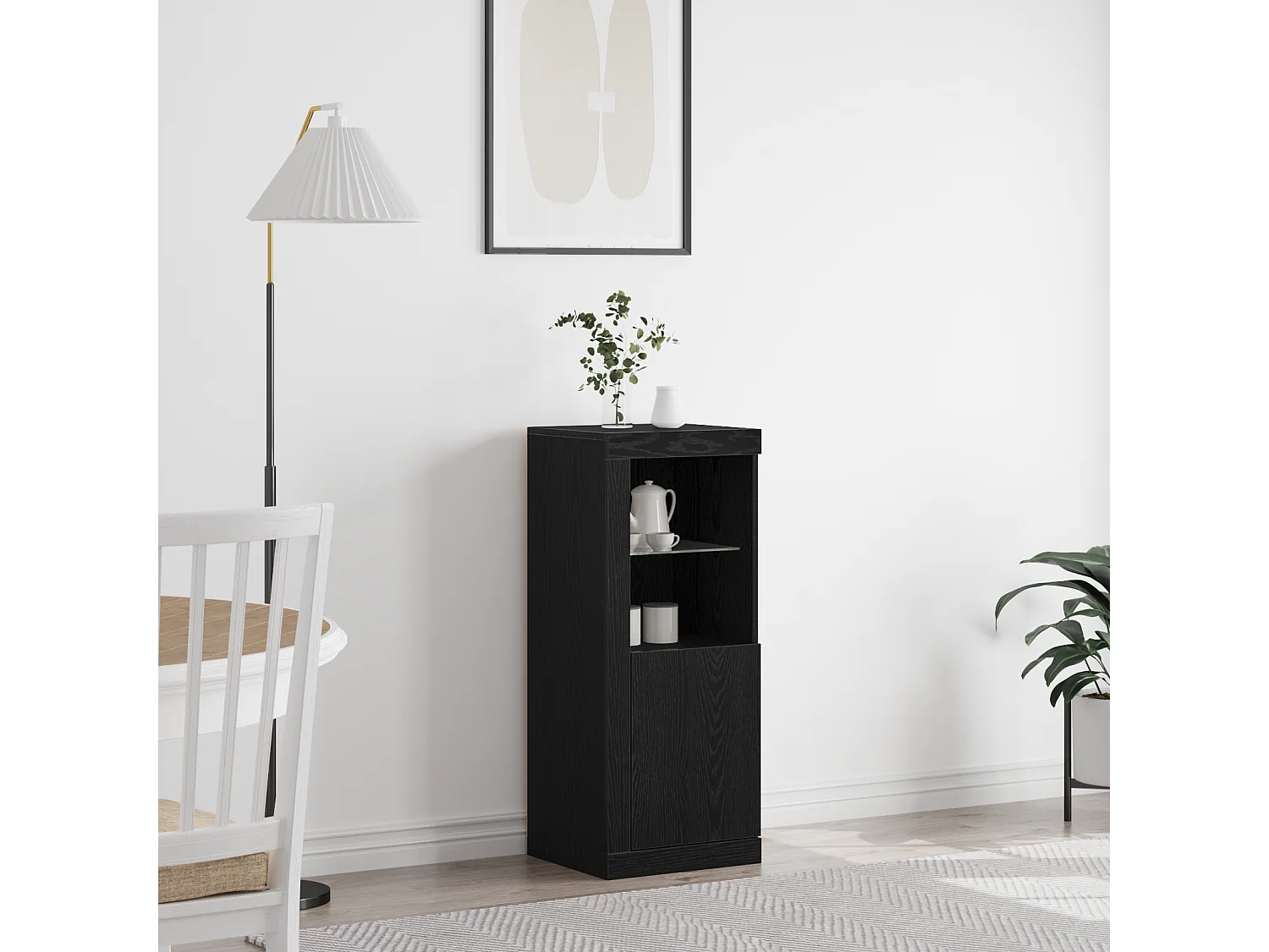 Buffet | Bahut | Meuble de rangement avec lumières LED Chêne Noir 41x37x100 cm