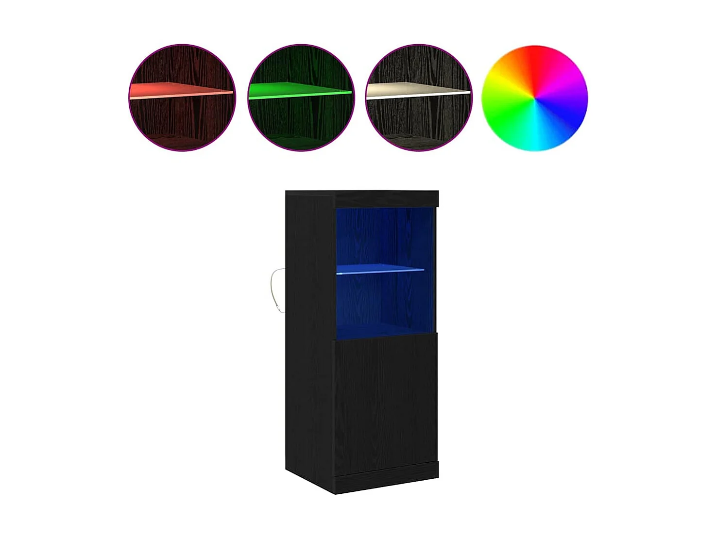 Buffet | Bahut | Meuble de rangement avec lumières LED Chêne Noir 41x37x100 cm