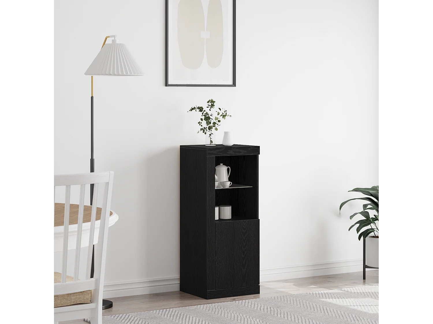 Buffet | Bahut | Meuble de rangement avec lumières LED Chêne Noir 41x37x100 cm